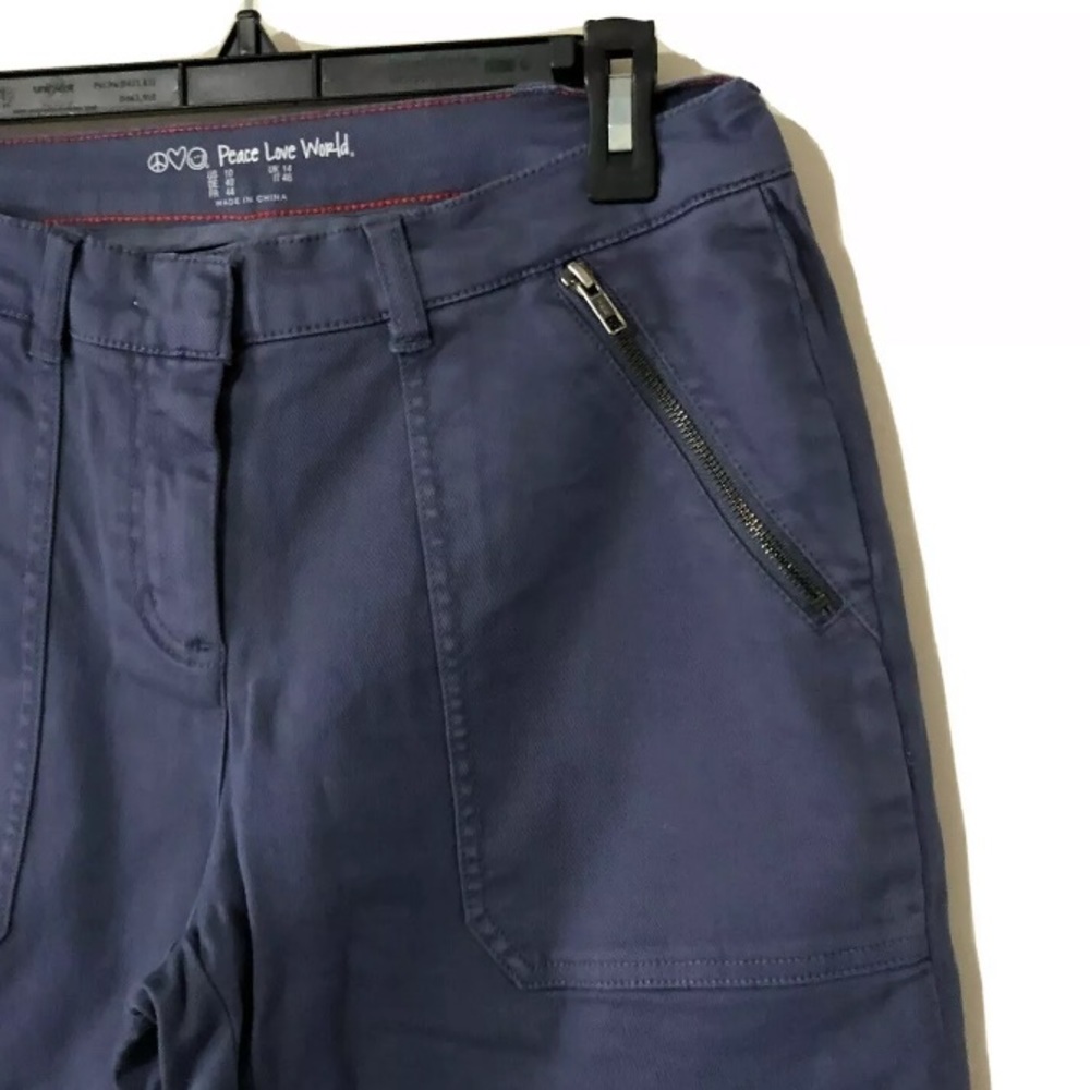 Peace Love World Twill Wide Leg Crop Pants 10 Blue - Picture 3 of 6